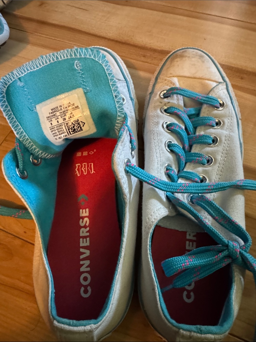 Converse Kids Mint Green and Turquoise Low Top Sneakers